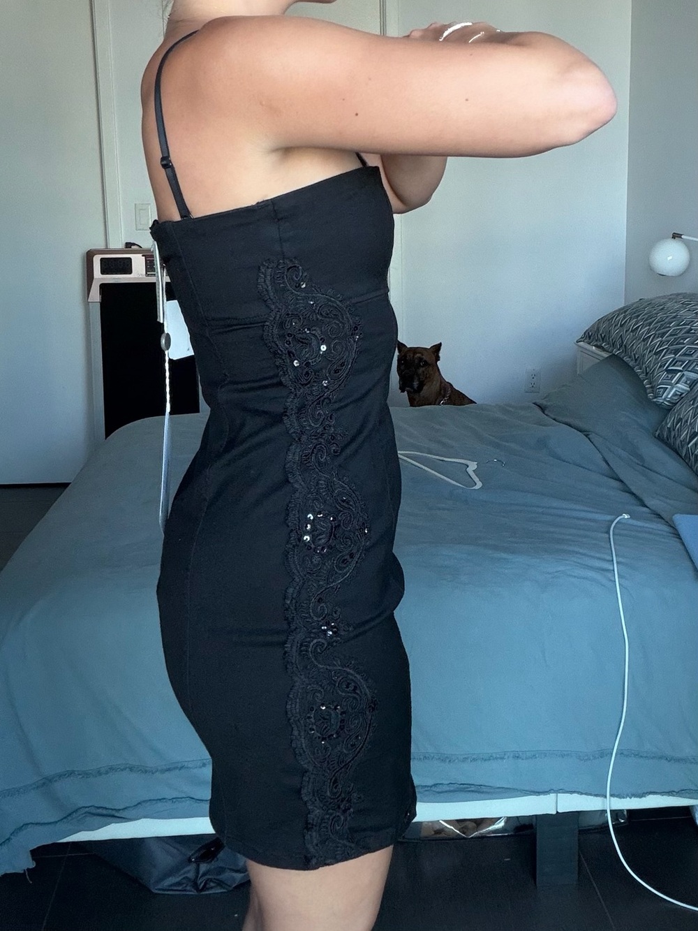Liu Jo Black Lace-Trim Mini Dress